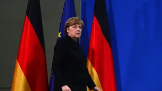 Merkel este jueves durante una conferencia de prensa en Berlín