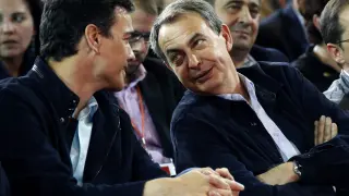 Pedro Sánchez y José Luis Rodríguez Zapatero este domingo