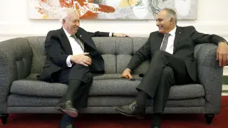 El ministro de Exteriores de Marruecos, Salahedín Mezuar y su homólogo español Margallo durante la reunión este lunes