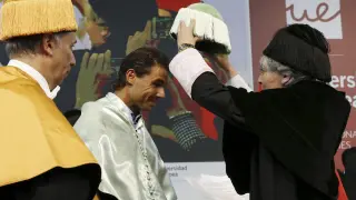 El tenista Rafael Nadal durante su acto de investidura.