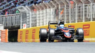 Alonso, en la clasificación de este sábado en Barcelona
