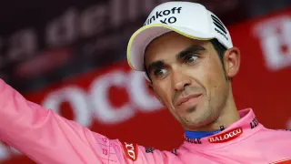 Alberto Contador tras acabar la carrera