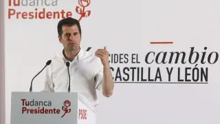El candidato socialista a la Junta de Castilla y León, Luis Tudanca, durante su intervención en un acto del PSOE en Zamora