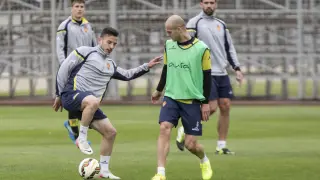 Basha, en un entrenamiento del Real Zaragoza
