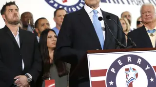 Rick Perry durante su anuncio de presentación como candidato a la Casa Blanca para 2016.