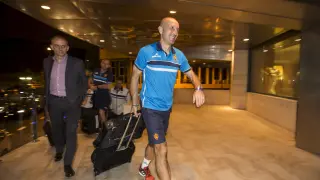 Llegada del Real Zaragoza al hotel de Las Palmas