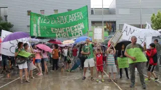 Protesta del instituto de La Azucarera este lunes.