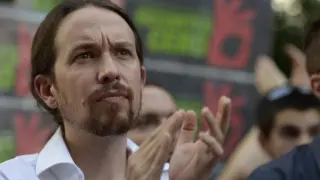 Pablo Iglesias durante un acto en apoyo a Grecia.