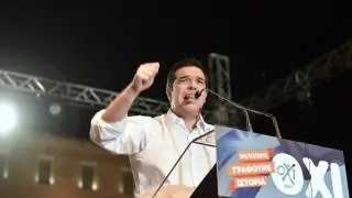 Tsipras durante el acto de campaña en favor del 'no'.