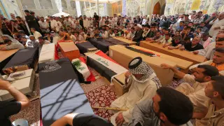 Funeral organizado en la ciudad de Najaf por los fallecidos en el atentado.