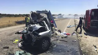 Estado de los vehículos tras el accidente en Zamora.