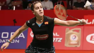 Carolina Marín disputando la semifinal.