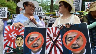 Protesta contra Shinzo Abe en Seúl