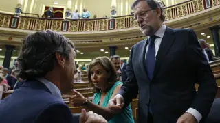 Rajoy  tras finalizar la votación en la que se rechazaron todas las enmiendas a los presupuestos de 2016.
