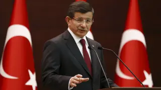 El primer ministro Ahmet Davutoglu durante una conferencia en Ankara.