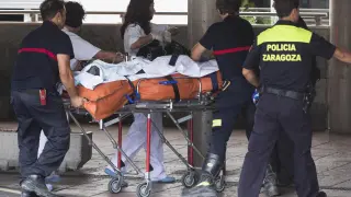 Traslado de heridos al hospital Miguel Servet de Zaragoza.