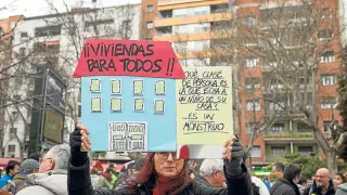 Reciente manifestación a favor del derecho constitucional a la vivienda de la Plataforma de Afectados por las Hipotecas de Aragón