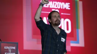 Pablo Iglesias, este viernes en Atenas.