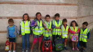 Participantes en distintos caminos escolares de Zaragoza durante los primeros días del curso.