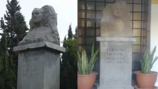 El busto de Gracia Gazulla en su antigua y en su nueva ubicación