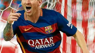 Leo Messi celebra el gol que marcó al Atlético de Madrid el pasado sábado.