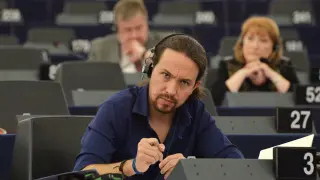 Pablo Iglesias durante su último debate en el Parlamento Europeo.