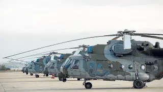 La Fuerza Aérea Checa trajo cuatro helicópteros Mi-171 a la Base aérea para las maniobras.