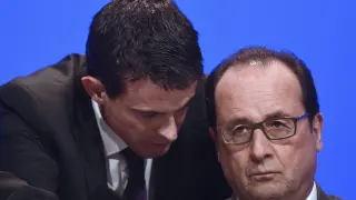 Hollande y Valls este martes en París.
