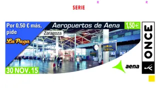 Cinco millones y medio de cupones de la ONCE llevarán por toda España el Aeropuerto de Zaragoza.