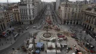 Las obras en la plaza de España, en noviembre de 2011.