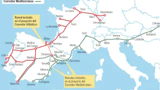 El eje Atlántico extiende su línea para mercancías desde Zaragoza hasta Bilbao
