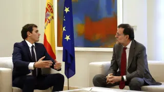Rajoy y Rivera, durante la reunión que mantuvieron en la Moncloa
