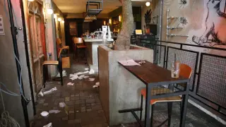 Interior del pub tiroteado en Tel Aviv