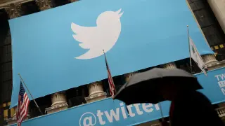 El logo de Twitter, en una calle de Nueva York