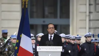Hollande durante el homenaje a las víctimas del terrorismo.