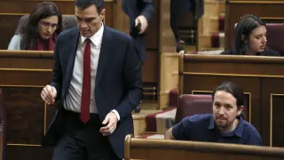 Pedro Sánchez y Pablo Iglesias este miércoles.