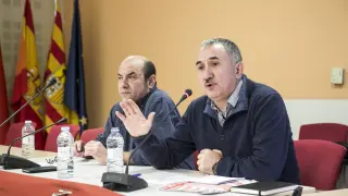 Josep María Álvarez (UG), aspirante a sustituir a Cándido Méndez, en su visita a Zaragoza.