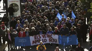 La manifestación contra el plan del Ebro, ayer en Amposta.