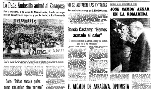 Artículo de Heraldo dedicado a la Peña Zaragocista de Andosilla, en marzo de 1974, tras un Real Zaragoza 3-Athletic de Bilbao 0.