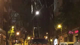 Los bomberos retiran las ramas en la calle María Moliner.