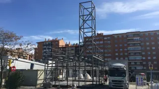 Obras de construcción del nuevo McDonald's, en el barrio de La Almozara de Zaragoza