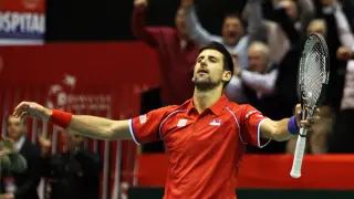 Novak Djokovic celebra el pase a la siguiente ronda.
