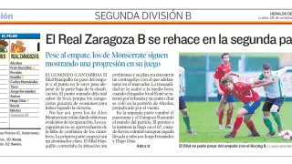Ficha y crónica del partido Racing B 1- Real Zaragoza B 1 (27-10-2012).