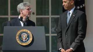 Barack Obama durante la presentación de su candidato al Tribunal Supremo, Merrick Garland