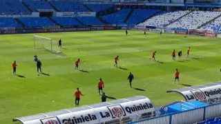 El Real Zaragoza ha entrenado este sábado en La Romareda.