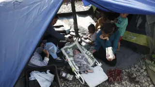 Situación de unos refugiados en Idomeni