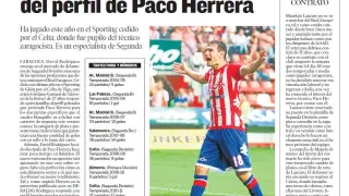Información sobre el pretendido fichaje de David Rodríguez por el Real Zaragoza publicada el 23 de junio de 2013.