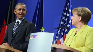 Obama se reúne con Merkel en Hannover