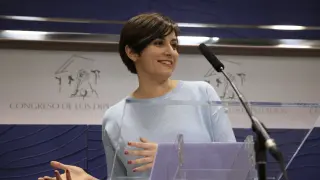 La diputada socialista Isabel Rodríguez durante su comparecencia en el Congreso