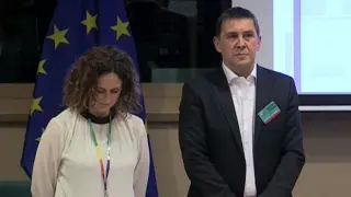 Arnaldo Otegi en su visita al Parlamento Europeo.